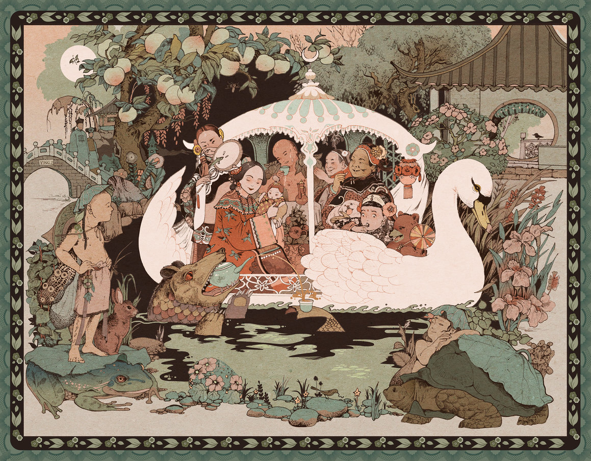 欧美笔下的中国风复古手绘插画